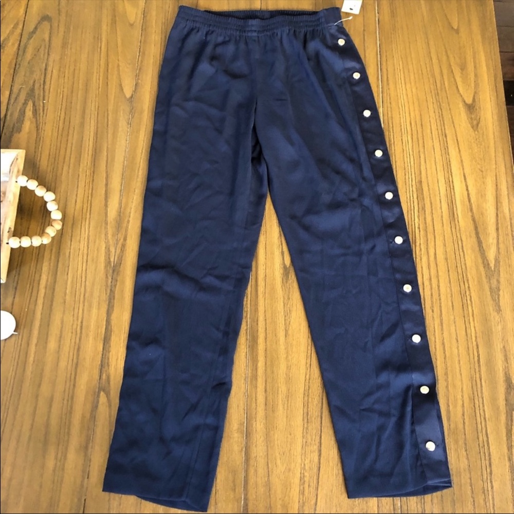 Bar III navy side snap up dressy track pants